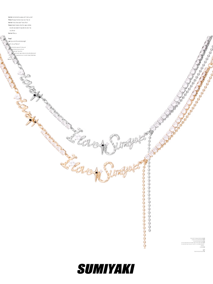 INS Style Personalized Clavicle Necklace – Retro Copper Chain with Cubic Zirconia-SH-FJ-019