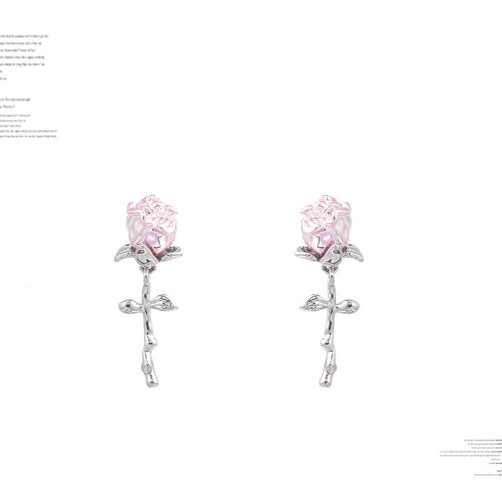 Rose Silver Stud Earrings – 2cm S925 Needl-SH-FJ-012
