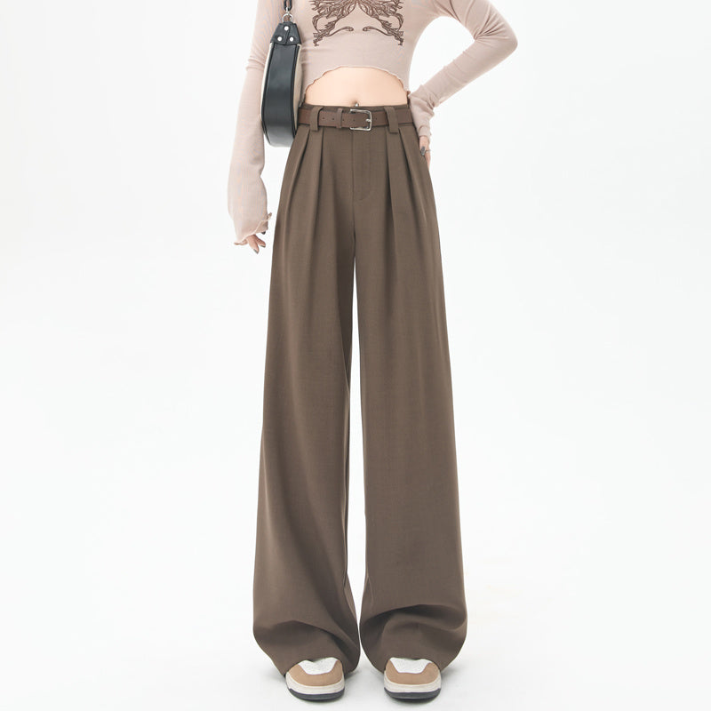 Women's High Waist Straight Suit Pants – Loose Fit Trousers with Pockets-SH-BT-012