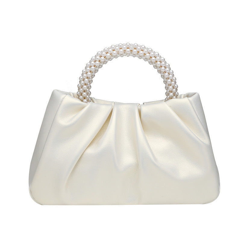 Women’s Mini Pearl Cloud Bag – Pleated PU Crossbody Handbag in Macaron Colors-SH-BG-002