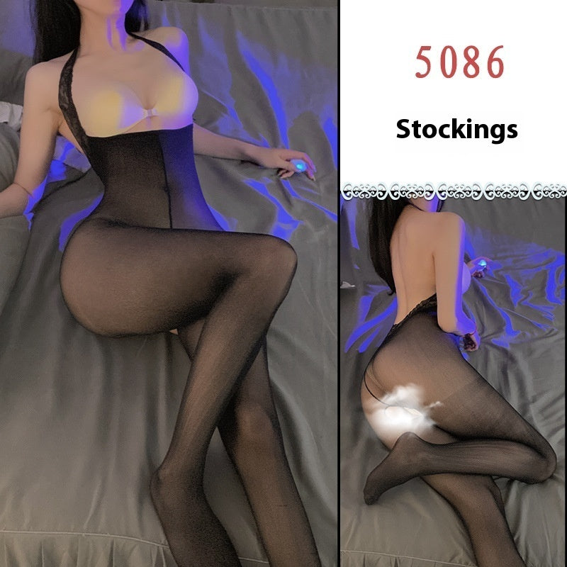 Sheer Mesh Lingerie Set with Jumpsuit & Stockings – Seductive & Elegant-SH-LNG-0123
