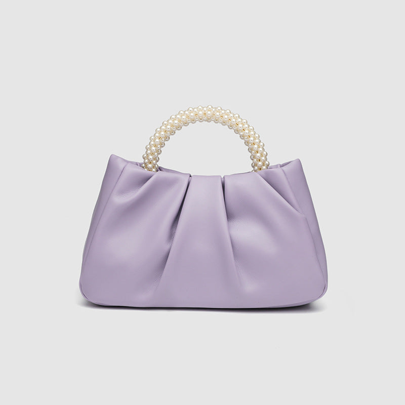 Women’s Mini Pearl Cloud Bag – Pleated PU Crossbody Handbag in Macaron Colors-SH-BG-002