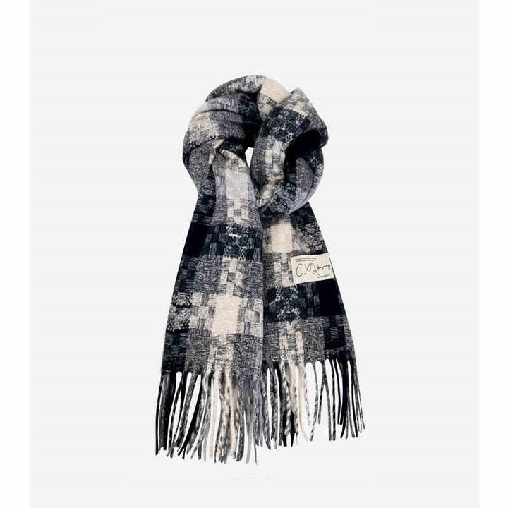 Geometric Wool Scarf – Warm & Stylish for Winter, Spring, and Autumn