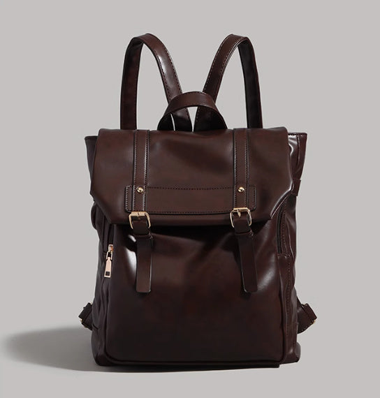 Men’s & Women’s PU Leather Laptop Backpack – Soft Uniform Style, Large Capacity-SH-BG-003