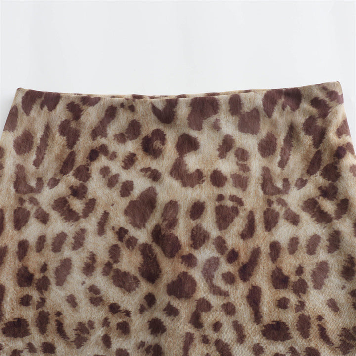 Summer Animal Print Halter Tube Top And Skirt Suit