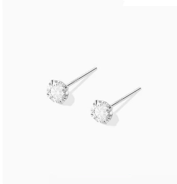 999 Sterling Silver Diamond Stud Earrings – Sun, Moon & Cloud Designs for Women-SH-FJ-011