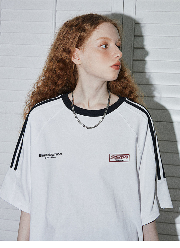 Retro Short Sleeve T-Shirt – 100% Cotton Loose Fit Unisex Summer Tee for Couples-SH-TOP-010