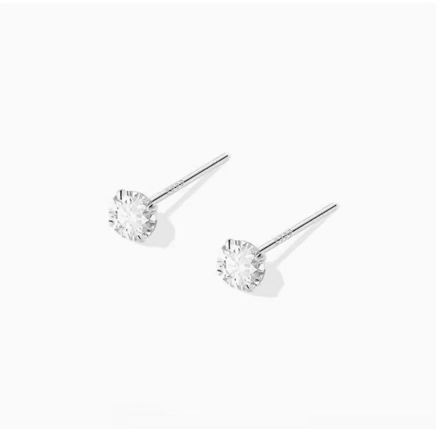 999 Sterling Silver Diamond Stud Earrings – Sun, Moon & Cloud Designs for Women-SH-FJ-011