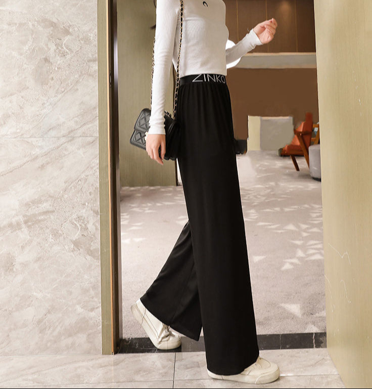 High Waist Loose Straight-Leg Cropped Pants – Casual Slimming Trousers with Pockets-SH-BT-022