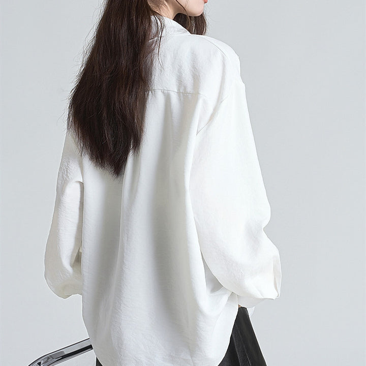 Lace Streamer Long Sleeve Blouse – White | Elegant & Feminine-SH-TOP-003