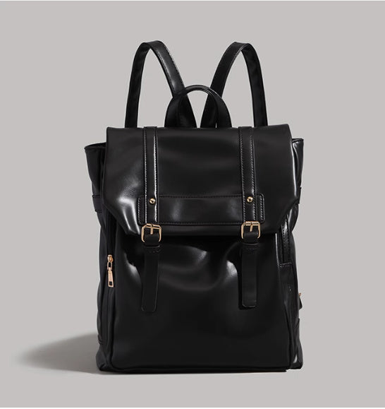 Men’s & Women’s PU Leather Laptop Backpack – Soft Uniform Style, Large Capacity-SH-BG-003