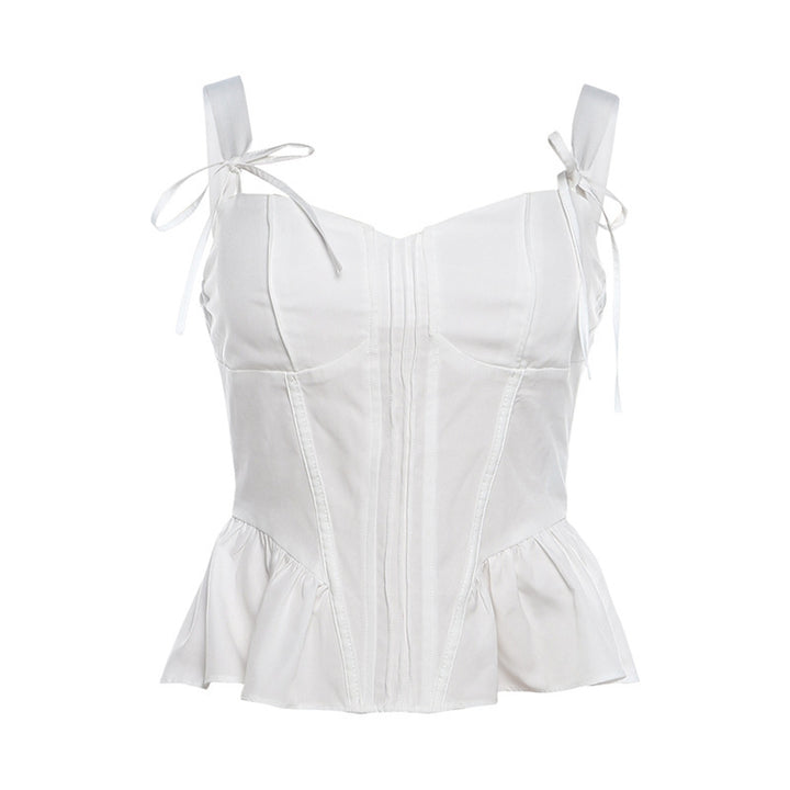 Sweet Girl Bow V-neck Solid Color Slim-fitting Suspenders Vest