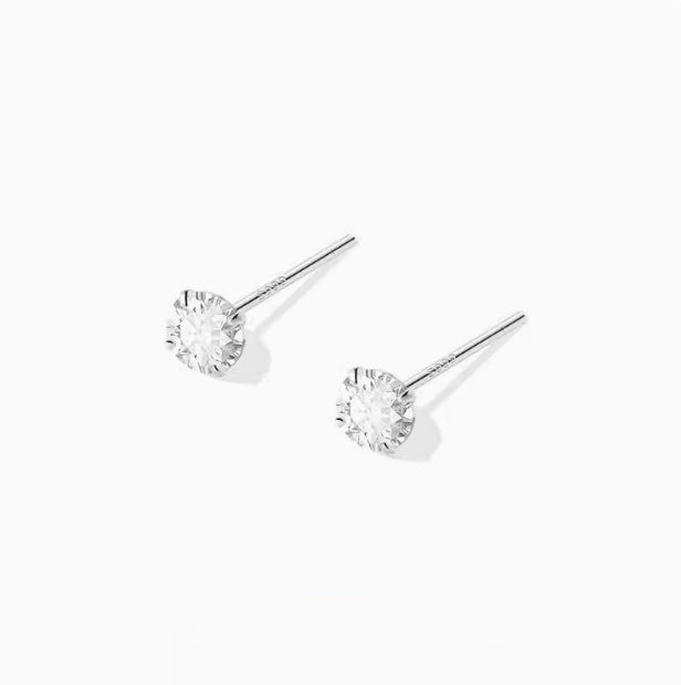 999 Sterling Silver Diamond Stud Earrings – Sun, Moon & Cloud Designs for Women-SH-FJ-011