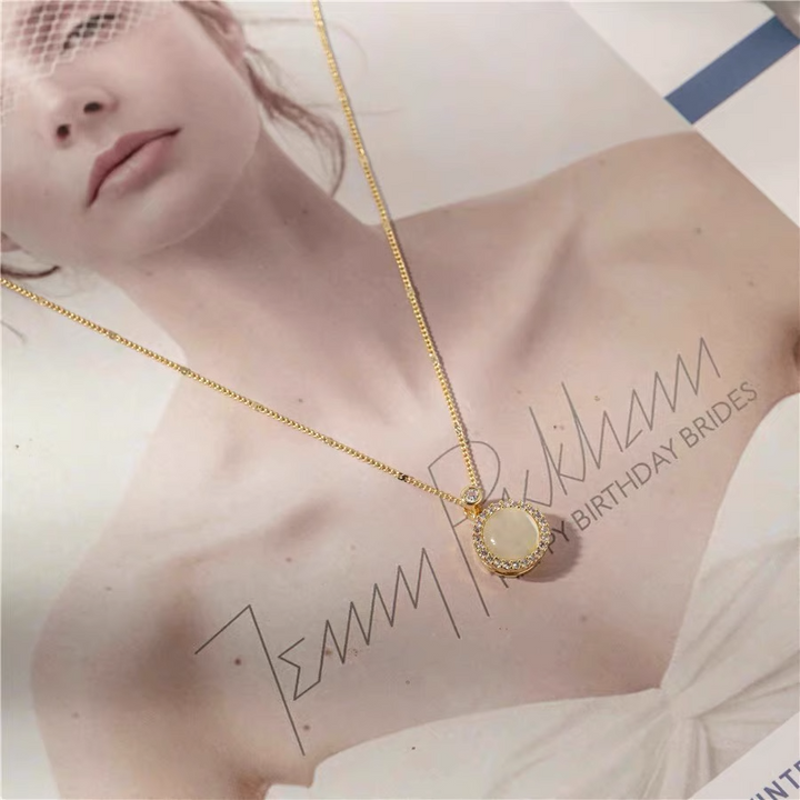Adjustable Opal Clavicle Chain for Girls – Geometric Pendant Necklace-SH-FJ-009