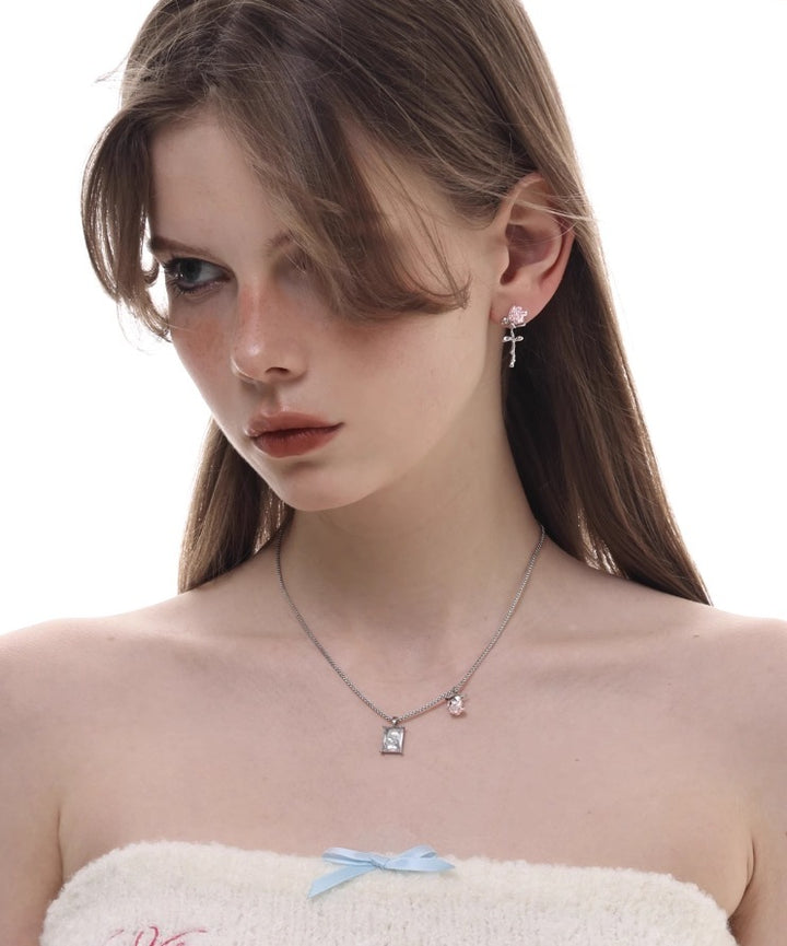 Rose Silver Stud Earrings – 2cm S925 Needl-SH-FJ-012
