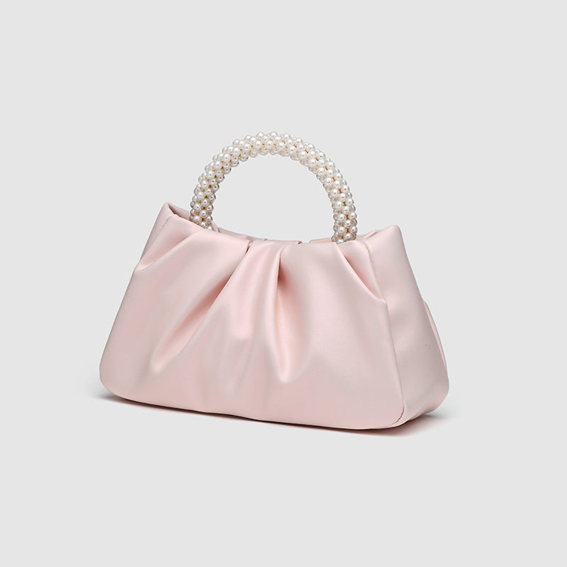 Women’s Mini Pearl Cloud Bag – Pleated PU Crossbody Handbag in Macaron Colors-SH-BG-002
