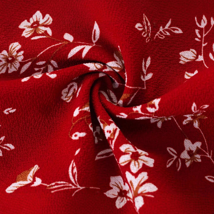 Vintage Red Floral Spaghetti Strap Dress – V-Neck Sleeveless Long Dress for Women-SH-TRD-002