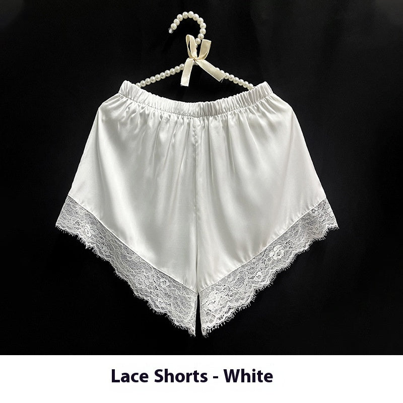 Elegant Lace-Trimmed Two-Piece Ice Silk Homewear Set – Comfortable & Stylish-SH-LNG-0117