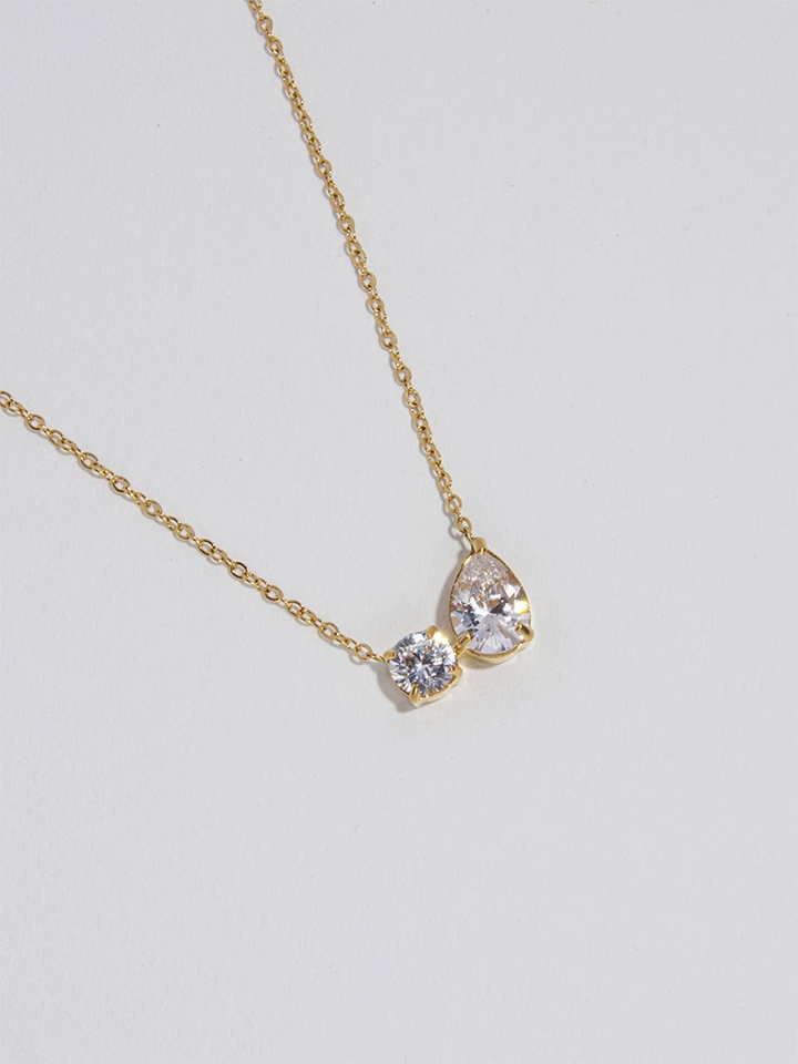 S925 Sterling Silver Water Drop Necklace – Simple Rhinestone Pendant for Women-SH-FJ-008