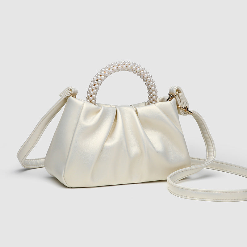 Women’s Mini Pearl Cloud Bag – Pleated PU Crossbody Handbag in Macaron Colors-SH-BG-002