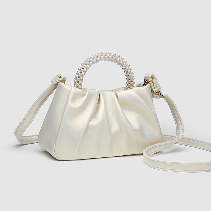 Women’s Mini Pearl Cloud Bag – Pleated PU Crossbody Handbag in Macaron Colors-SH-BG-002