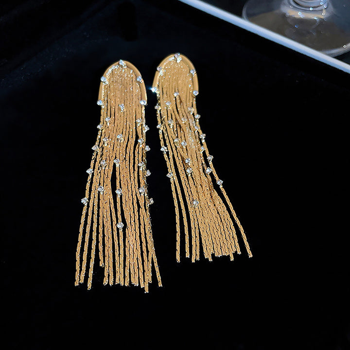 Women’s Fashion Tassel Earrings – 925 Silver Needle with Zircon-SH-FJ-004
