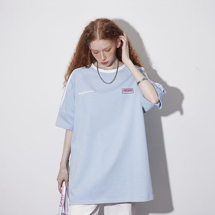 Retro Short Sleeve T-Shirt – 100% Cotton Loose Fit Unisex Summer Tee for Couples-SH-TOP-010