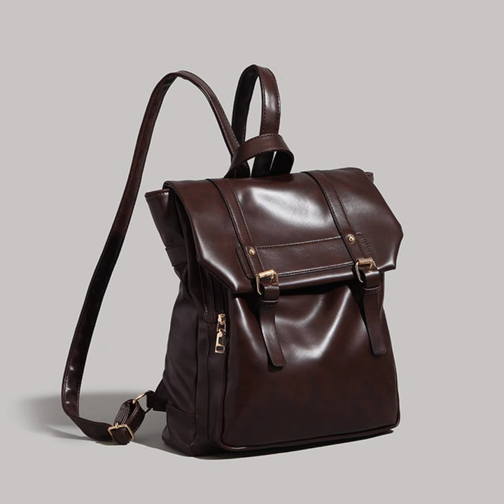 Men’s & Women’s PU Leather Laptop Backpack – Soft Uniform Style, Large Capacity-SH-BG-003
