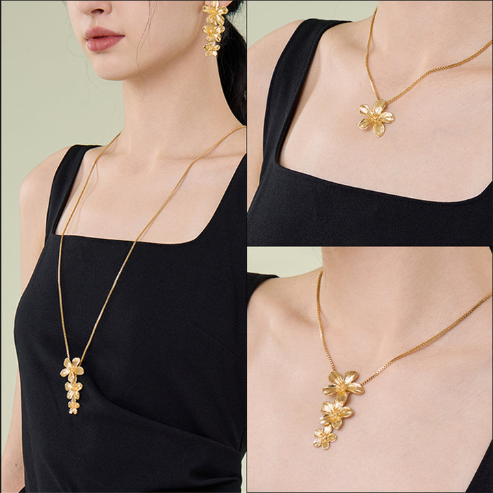 Flower Tassel Earrings or Necklace – Gold & Silver Plated Jewelry for Wome-SH-FJ-003
