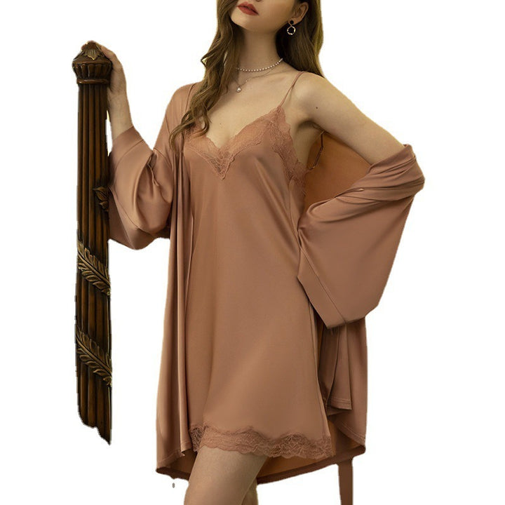 Women's Ice Silk Sling Pajamas – Lightweight & Sexy Sleepwear-SH-LNG-0116