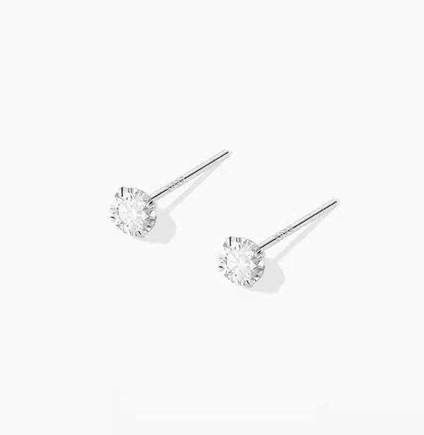 999 Sterling Silver Diamond Stud Earrings – Sun, Moon & Cloud Designs for Women-SH-FJ-011
