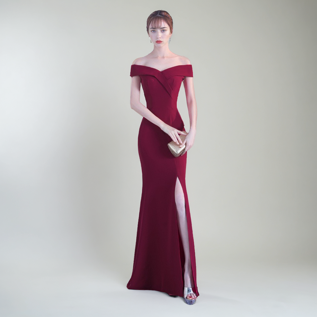 Elegant Catwalk-Inspired Bride Toast Dress – Sleek Formal Gown-SH-DR-0124