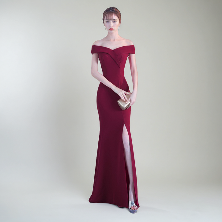 Elegant Catwalk-Inspired Bride Toast Dress – Sleek Formal Gown-SH-DR-0124
