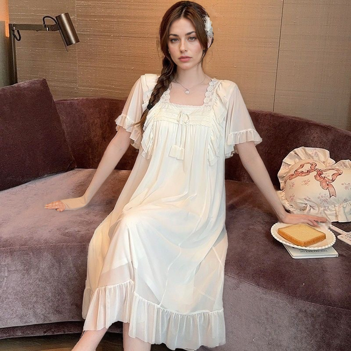 Fairy Princess Mesh Lace Pajama Dress – Summer One-Piece Sleepwear for Women-SH-PJS-0111