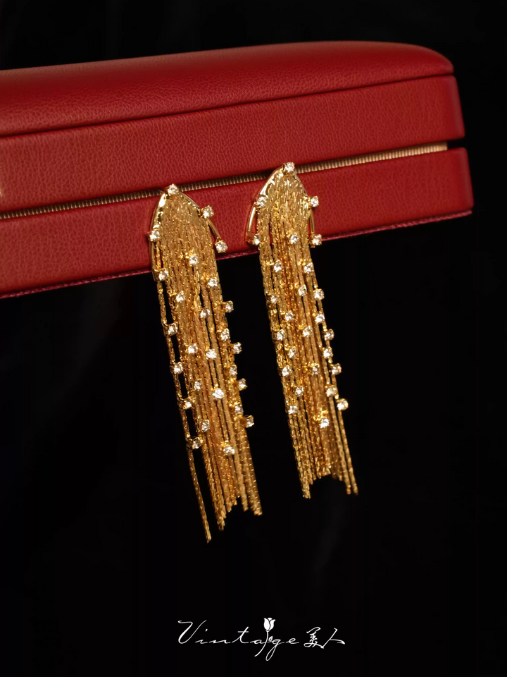 Women’s Fashion Tassel Earrings – 925 Silver Needle with Zircon-SH-FJ-004