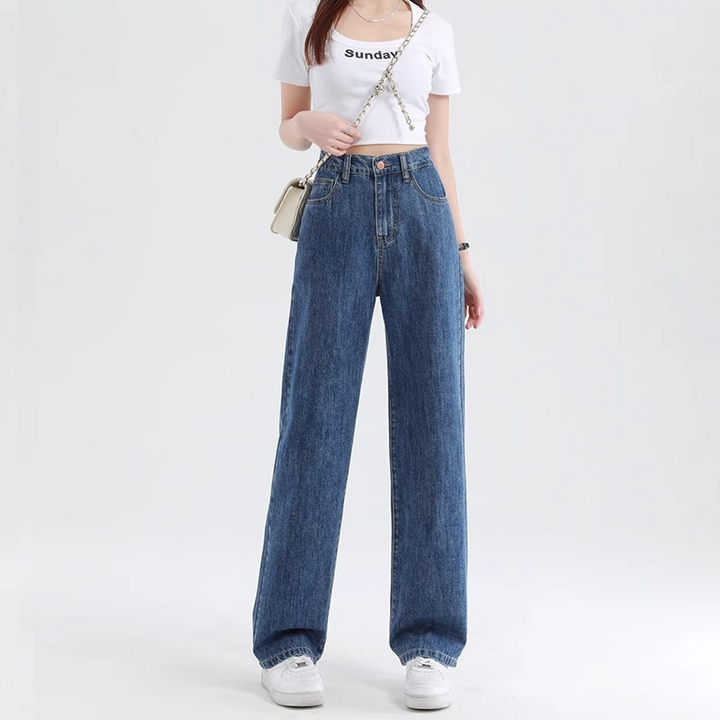 High Waist Straight Wide-Leg Denim Pants – Slimming & Loose Fit-SH-BT-002