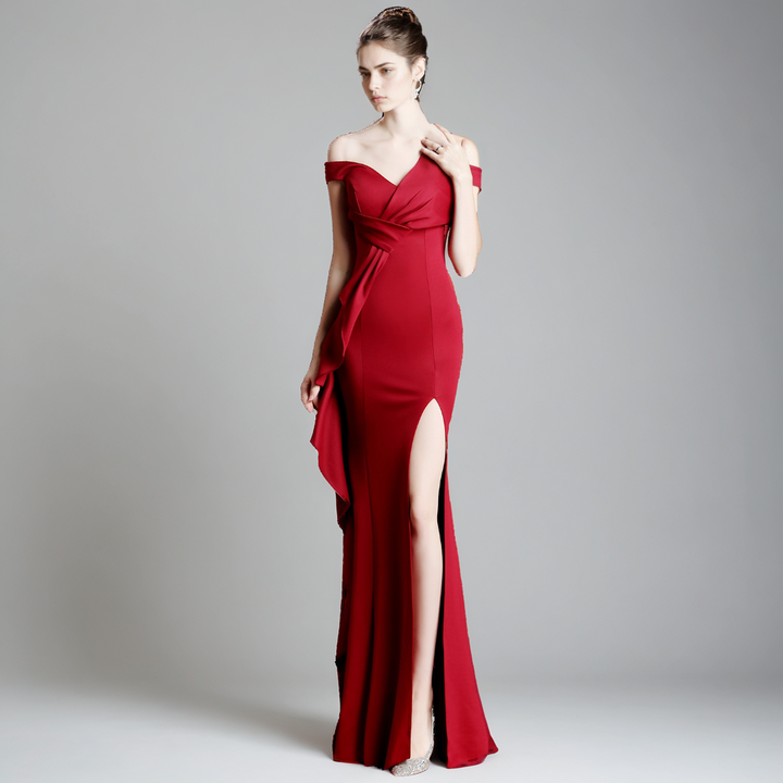 One-Shoulder Fishtail Gown – Elegant Host Evening Dress for Women-SH-DR-0129