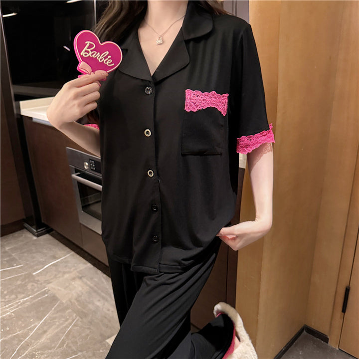 Thin Modal Short Sleeve Trousers Suit – Breathable & Comfortable Homewear for Women-SH-PJS-0100