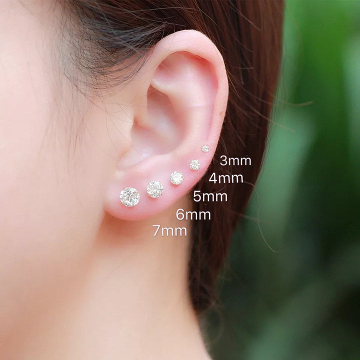 S999 Sterling Silver Four-Claw Stud Earrings – Simple Unisex Anti-blocking Design-SH-FJ-010