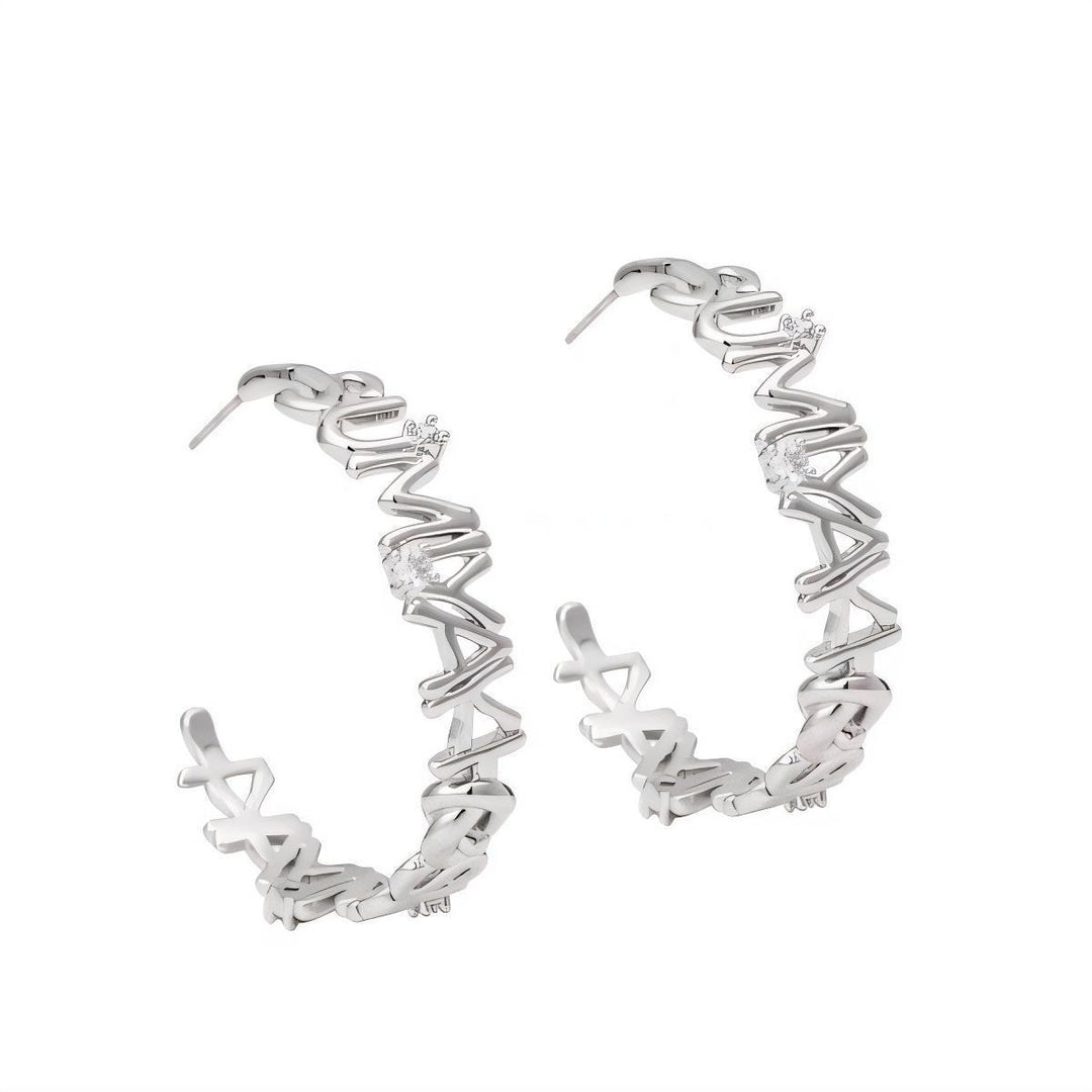 Metal Letter C-Ring Ear Studs – Gold & Silver INS Style | Unisex Statement Earrings-SH-FJ-018