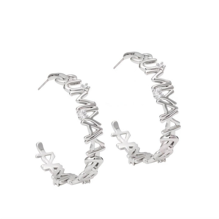 Metal Letter C-Ring Ear Studs – Gold & Silver INS Style | Unisex Statement Earrings-SH-FJ-018