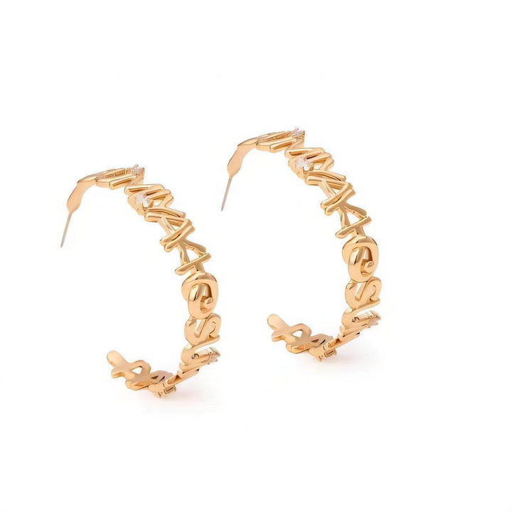 Metal Letter C-Ring Ear Studs – Gold & Silver INS Style | Unisex Statement Earrings-SH-FJ-018