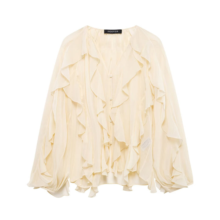 Women's Trendy Laminated Thread Shirt – Long Sleeve Loose Fit Street Style-SH-TOP-008