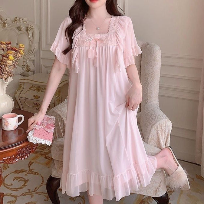 Fairy Princess Mesh Lace Pajama Dress – Summer One-Piece Sleepwear for Women-SH-PJS-0111