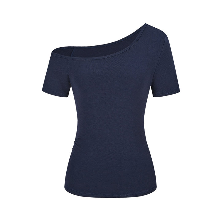 Slim-Fit Short Sleeve T-Shirt for Women – Solid Color Spandex Stretch Tee-SH-TOP-011