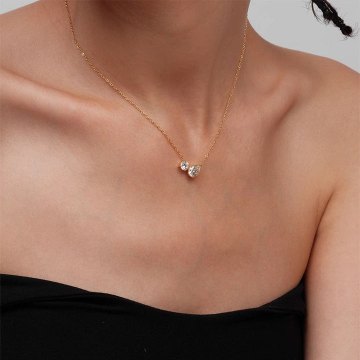 S925 Sterling Silver Water Drop Necklace – Simple Rhinestone Pendant for Women-SH-FJ-008