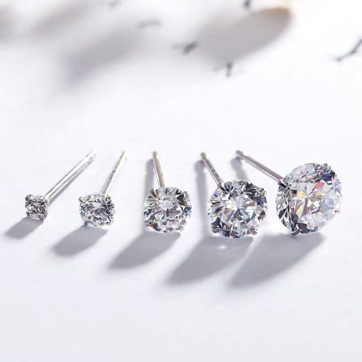 S999 Sterling Silver Four-Claw Stud Earrings – Simple Unisex Anti-blocking Design-SH-FJ-010