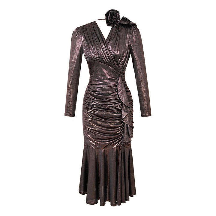 Purple Temperament Irregular Fishtail Dress – High Waist Long Skirt-SH-DR-0116