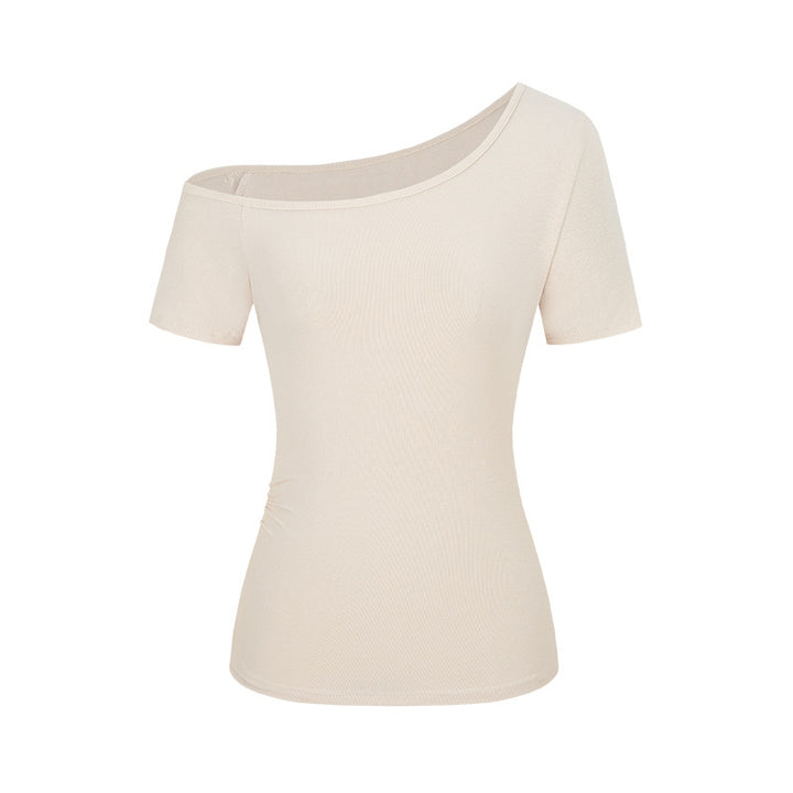 Slim-Fit Short Sleeve T-Shirt for Women – Solid Color Spandex Stretch Tee-SH-TOP-011