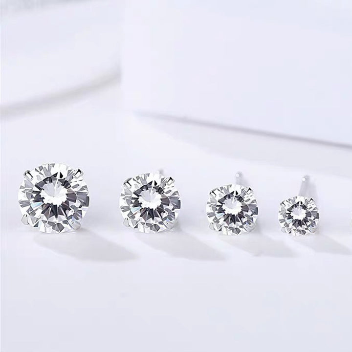 S999 Sterling Silver Four-Claw Stud Earrings – Simple Unisex Anti-blocking Design-SH-FJ-010